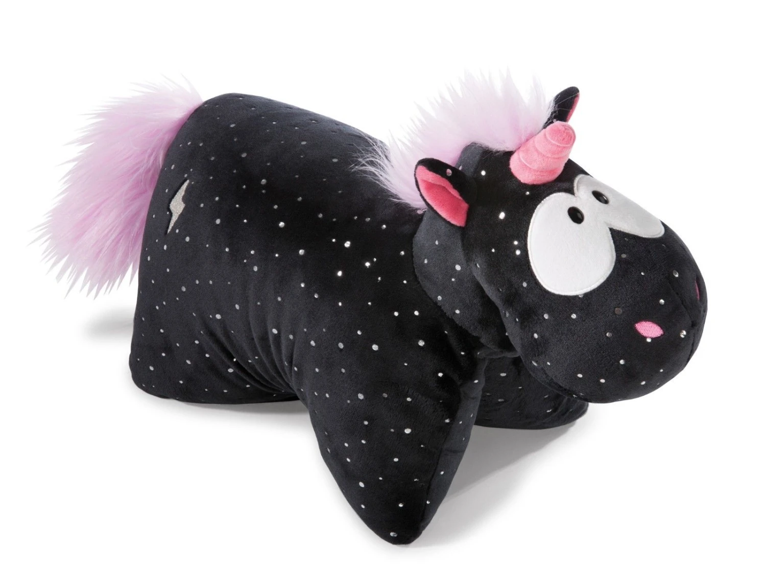 Nici 41426 Kuscheltier-Kissen 2in1 Schwarzes Einhorn Carbon Flash Plüsch 40x30cm – Bild 2